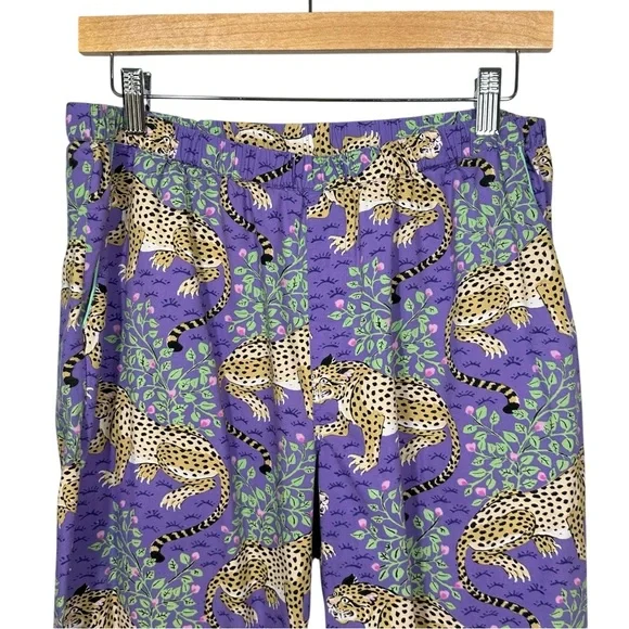 ANTHROPOLOGIE PRINTFRESH Violet Bagheera Cheetah Print Cropped Pajama Set Sz S - Picture 10 of 15